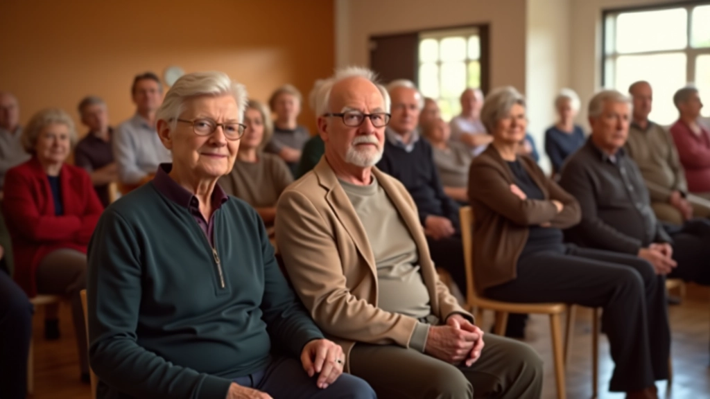 Group of senior dancers enjoying weekly social dance event in community hall